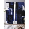 thumbnail image 2 of Navy Blue Black Sheer Curtains 96 Inch Length 2 Panels Set, Modern Abstract Art Botanical Voile Window Treatment Semi Sheer Long Curtains Drapes for Bedroom/Living Room/Kitchen 52"x96"x2, 2 of 7