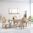 thumbnail image 5 of Mariette French Country Wood and Cane Upholstered Dining Chair, Set of 4, Light Gray and Natural, 5 of 9