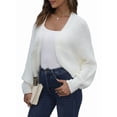 thumbnail image 2 of Cardigan Sweaters for Women Open Front Cropped Cardigan Sweater Long Sleeve Knit Bat Sweaters Shrug Top White S, 2 of 9
