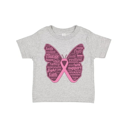 

Inktastic Breast Cancer Butterfly Collage of Words Gift Toddler Toddler Girl T-Shirt