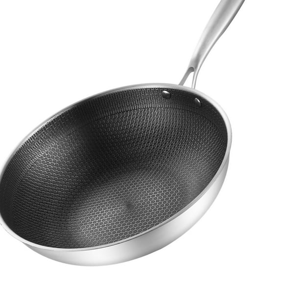 3 Layer Stainless Steel Wok Wok Pan Stainless Steel Wok Pan Double Sided 3 Layer Prevent Sticking Easy Cleaning Wok For Kitchen