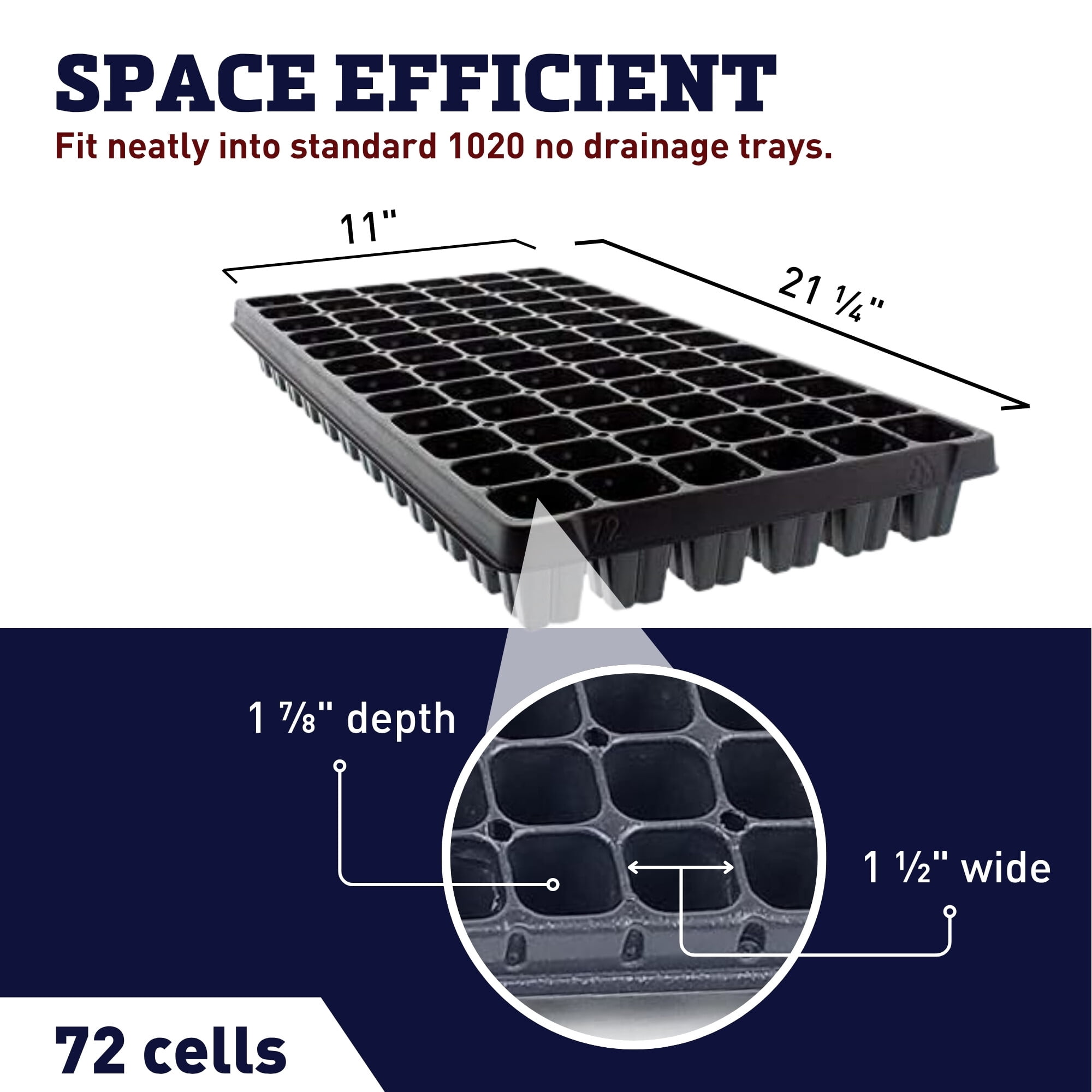 72 Cell Plug Seed Starting Tray – Heavy-Duty Plant Germination and Propagation Tray - 50 Packs