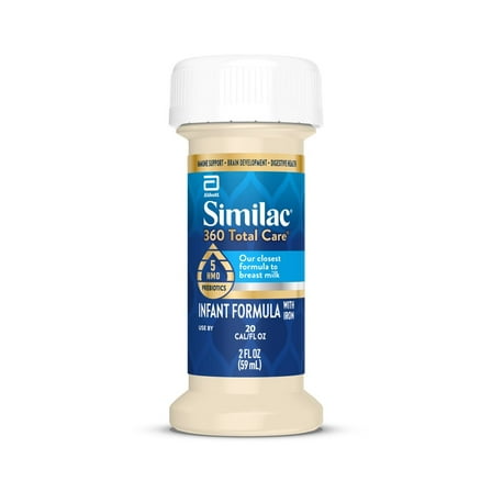 Similac 360 Total Care Ready-to-Feed Baby Formula, 2-fl-oz Bottle, Pack of 24