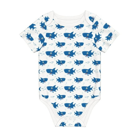

Coaee Party Shark Cute for Soft Cotton Baby Short-Sleeve Bodysuit Baby Girls Boys Bodysuit Romper