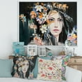 thumbnail image 2 of Designart 'Portrait Of A Young Woman With Flowers I' Modern Framed Canvas Wall Art Print, 2 of 5