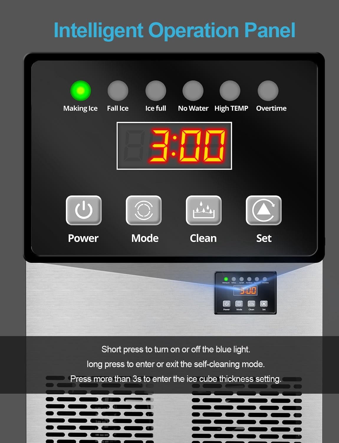 Coolski Commercial Ice Maker, 150 lbs/24H, Under Counter Ice Machine with 35 lbs Bin Capacity