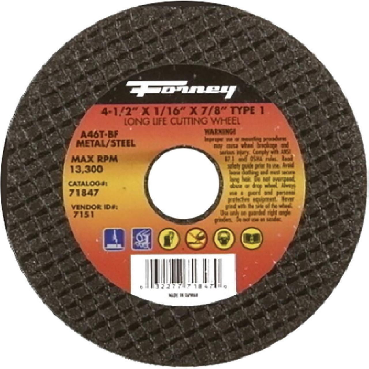 Forney Industries 71847 Type 1 Circular Shape Flat CutOff Wheel, 41/2