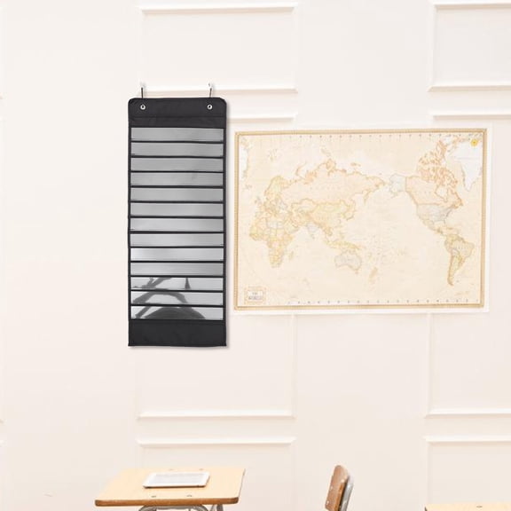 Topbathy Black Pet and Oxford Cloth Pocket Chart Hanging Organizer for Classroom Daily Schedule