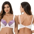 thumbnail image 4 of Curve Muse Womens Plus Size Minimizer Underwire Unlined Bra with Embroidery Lace-2Pack-BUTTERMILK,ORCHID TINT-46D, 4 of 7