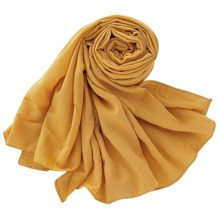 QASIEATN Women s Popular Scarf Women Muslim Hijab Scarf Polyester Cotton Turbans for Woman Wrinkle Shawls and Ramadan Hijabs Scarf Fall Fashion Accessories