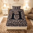 thumbnail image 4 of meiyoeat Leopard Print Bow Letter H Twin Sheet Sets, Women Teens, Brown Animal Print Bedding, 3-Piece, 1 Flat Sheet, 1 Fitted Sheet and 1 Pillowcase, 4 of 6