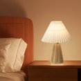 thumbnail image 7 of LSLJS Pleated Table Lamp, Modern Bedside Nightstand Lamp with Umbellate Flaxen Fabric Shade and Rattan Base Infinitely Dimmable Adjustable LED Night Lights for Bedroom Living Room Office Bulb Included, 7 of 7