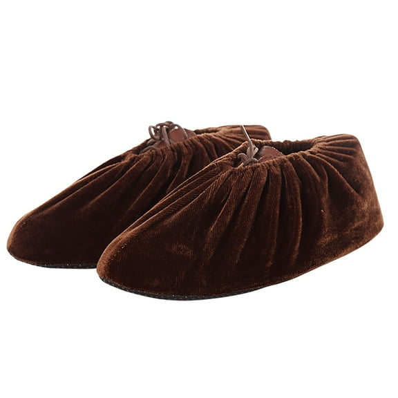 Dusknt Indoor flannel shoe covers can be washed and reused, thickened, non-slip, wear-resistant, sound-absorbing and warm shoe covers A-brown, Apron Sleeve,