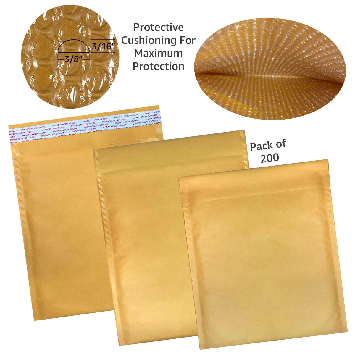 StarBoxes 200 Kraft Bubble Mailers 8.5x12" - #2 Self-Seal Padded Envelopes