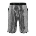 thumbnail image 4 of Shiny Metallic Wet Look Sequin Shorts for Men Summer Elastic Waist Straight Leg Sparkly Sequin Shorts with Pockets, 4 of 4