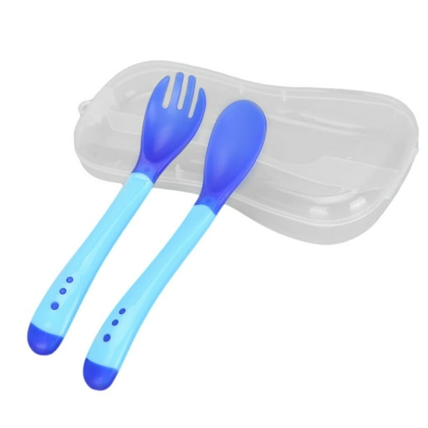 Juego de cucharas de plástico para bebés pequeños, utensilios para niños pequeños, herramienta de alimentación infantil, vajilla sensible al calor, gran oferta, 3 piezas