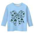thumbnail image 4 of GPOECD T-Shirts Graphiques pour Filles, Mode Polyvalente, Col Rond, Manches 3/4, Décontracté, Mignon, Bleu Clair, 150, 4 of 4