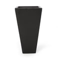 thumbnail image 2 of Modern Outdoor Cast Stone Planter with Tapered Design for Patio and Garden, Lightweight Concrete Construction, Black Finish, 13 Inch Small Planter for Plants and Flowers, 2 of 9