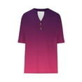 thumbnail image 6 of Olyvenn Women's Gradient Tops Summer Trendy 2025 Dressy Casual Bloues Loose Fit Half Sleeve Buttons V Neck Tshirts Shirts Hot Pink S, 6 of 6