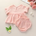 thumbnail image 2 of Girls Clothes Clearance Infants Efsteb Toddler Girl Summer Shorts Sets Comfy Solid Color Round Neck Short Sleeve T Shirts Shorts Set Casual Fashion Outfits (Pink,0-6 Months), 2 of 8