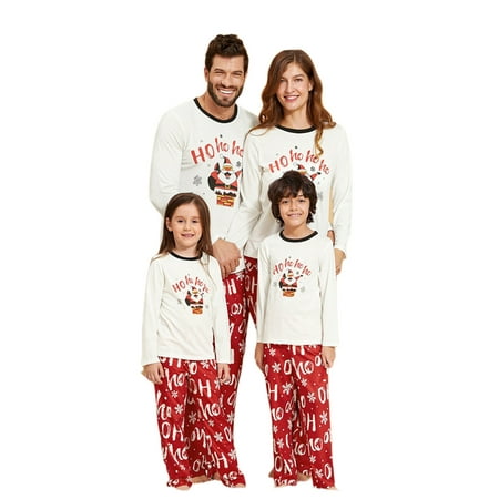 

wybzd Family Matching Christmas Pajamas Sets Dad Mom Kid Cartoon Santa Claus Printed Sleepwear Homewear