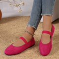 thumbnail image 6 of Domuza Women's Mary Jane Flat Shoes with Elastic Strap, Soft Faux Suede Slip On Casual Walking Flats, Comfortable Low Profile Everyday Footwear for Work Office Daily Wear Hot Pink 9（EU-42）, 6 of 7
