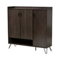 thumbnail image 2 of Baxton Studio Baldor Modern and Contemporary Dark Brown Finished Wood 3-Door Shoe Cabinet, 2 of 7