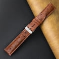 thumbnail image 6 of 21mm Brown Ostrich Leather Watch Band Men Quick Release Replacement Strap Extra Soft Handmade Wristband Stainless Steel Buckle, Fathers Day Gift for Dad Son Husband, 6 of 7