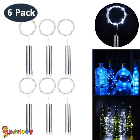Spencer 6Pack 15 LED Wine Bottle Cork String Light, 4.92ft 1.5m Copper Wire Starry Lights for Bottle DIY Table Decoration Christmas Wedding Party "White"