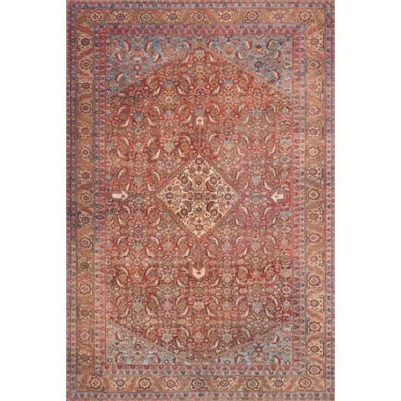 Loloi Loren Collection LQ-06 Red / Multi Oriental Area Rug 1'-6" x 1'-6" Sample Swatch