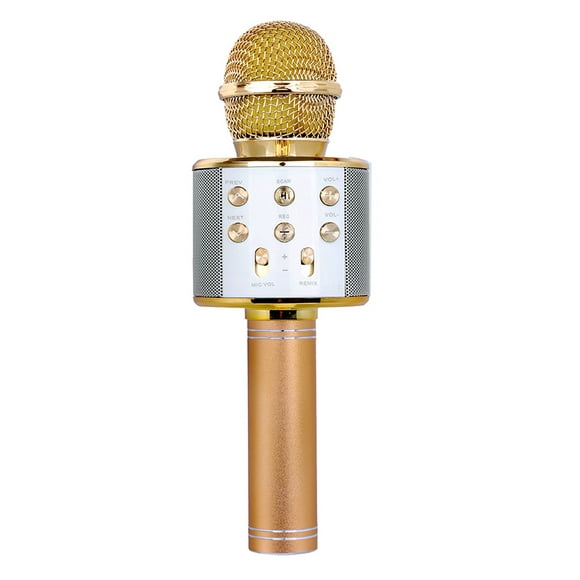 Abody Professionnel BT Microphone Sans Fil Karaoké Haut-Parleur KTV Lecteur de Musique Chanteur Microphone à Main Or