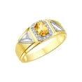 thumbnail image 4 of RYLOS Men's Rings 14K Yellow Gold Classic 7X5MM Oval Gemstone & Diamond Ring Citrine November Birthstone Rings For Men Size 9, 4 of 7