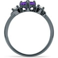 thumbnail image 6 of Three Stone Heart Promise Ring Amethyst Cubic Zirconia Black Tone 925 Sterling Silver, Size 5, 6 of 7