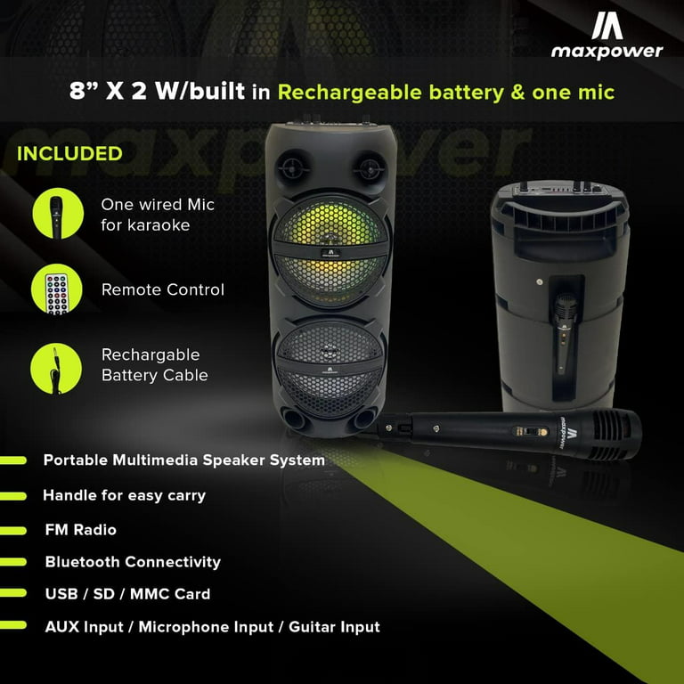 Max Power Gametime Portable Bluetooth Karaoke Speaker