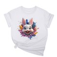 thumbnail image 1 of Tops de Cuello Alto para las Mujeres Amante Impreso Camiseta Cuello Redondo Manga Corta, Poliéster Spandex, 1 of 7