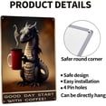 thumbnail image 4 of Letrero de hojalata de 20 x 30 cm con texto "Good Day Start With Coffee", diseño de dragón con taza de café, decoración retro de pared, pieza decorativa para habitación, bar y tienda., 4 of 8