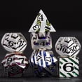 thumbnail image 1 of Dados de rayas metálicas con estuche de regalo Juegos de dados poliédricos de metal D&D para juegos de mesa (plata perla en siete colores), 1 of 5