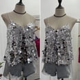 thumbnail image 2 of Yvsxxv Silver Fish Scale Sequin Tank Top V Neck Cami Vest 1Pc, 2 of 7