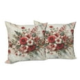 thumbnail image 2 of Ambesonne Flowers Throw Pillow Cover Pack of 2, Tender Floral Marble Print, 2 Pcs-26"x16", Pale Ruby and Laurel Green, 2 of 5