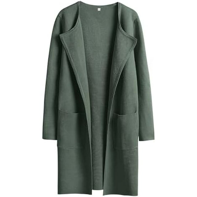 ANRABESS Cardigan en Tricot à devant Ouvert pour Femmes, Manches Longues, Col à Revers, Décontracté, Uni, Élégant, Veste Chandail