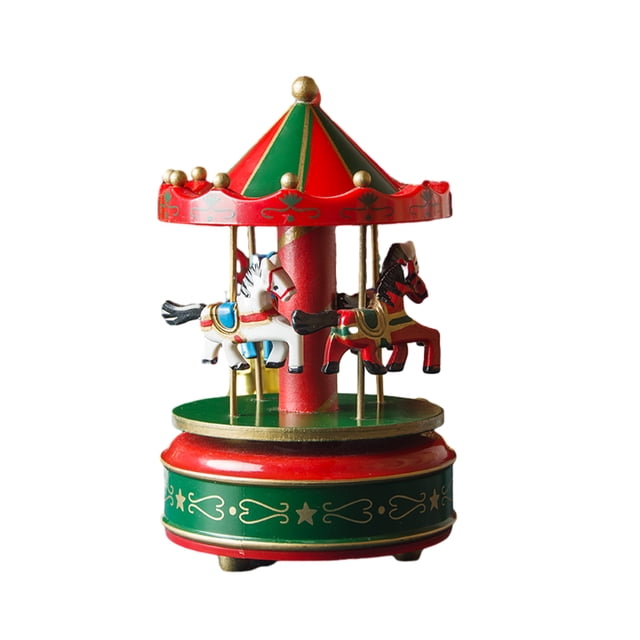 Becaristey Portable Wedding Party Birthday Gift With Interactive Merry-Go-Round Music Boxes Educational Fun H-B-7 Green 6.2 inch