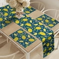 thumbnail image 2 of Ambesonne Fruit Table Runner & Placemats, Pop Lemon and Flowers, Placemat 4 pcs + Runner 16"x72", Petrol Blue Yellow, 2 of 2