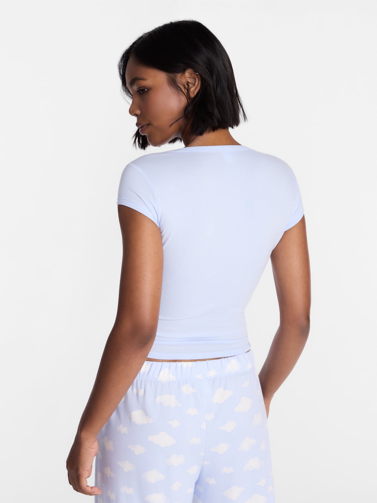 No Boundaries Cloud Core Sleepwear Scoop Neck Top, Women's XXS-3X