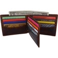 thumbnail image 3 of MARSHAL Personalized Date Men's RFID Blocking Genuine Leather Bifold Multi-Card Center Flap Wallet RHU Brown, 3 of 6