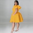 thumbnail image 3 of AURA Plus Size Ruffle Sleeve Maxi Swing Dress Solid Color Summer Casual Street Style, 3 of 5
