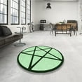thumbnail image 4 of Ahgly Company Machine Washable Indoor Round Transitional Mint Green Area Rugs, 7' Round, 4 of 7