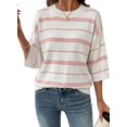 thumbnail image 1 of Suéter Dokotoo oversize de manga 3/4 a rayas rosa talla XXL, 1 of 6
