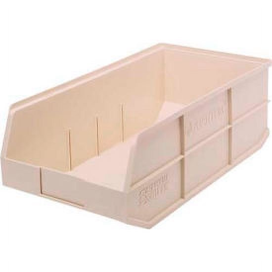 Stackable Shelf Bin, 20-1/2"W x 11"D x 7"H, autoclavable up to 250F, polypropylene, ivory, made in USA