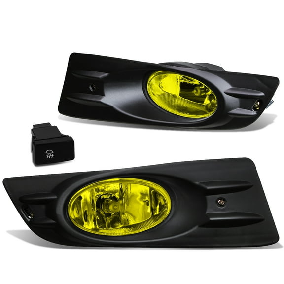DNA Motoring FL-ZTL-186-AM For 2006 to 2007 Honda Accord Coupe UC1 Front Bumper Driving Fog Light Lamp Bezel Switch Amber Lens
