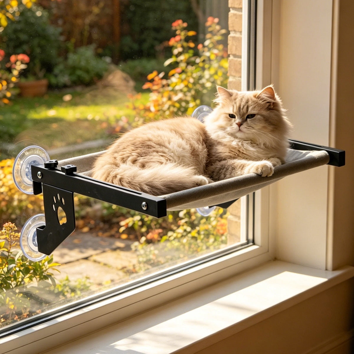 2-in-1 Cat Window Perch Hammock, Suction Cup & Hook-On Mount for Indoor Cats